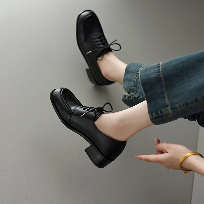 Новые осенние женские лоферы обувь из спилка для женщин туфли с круглым носком на