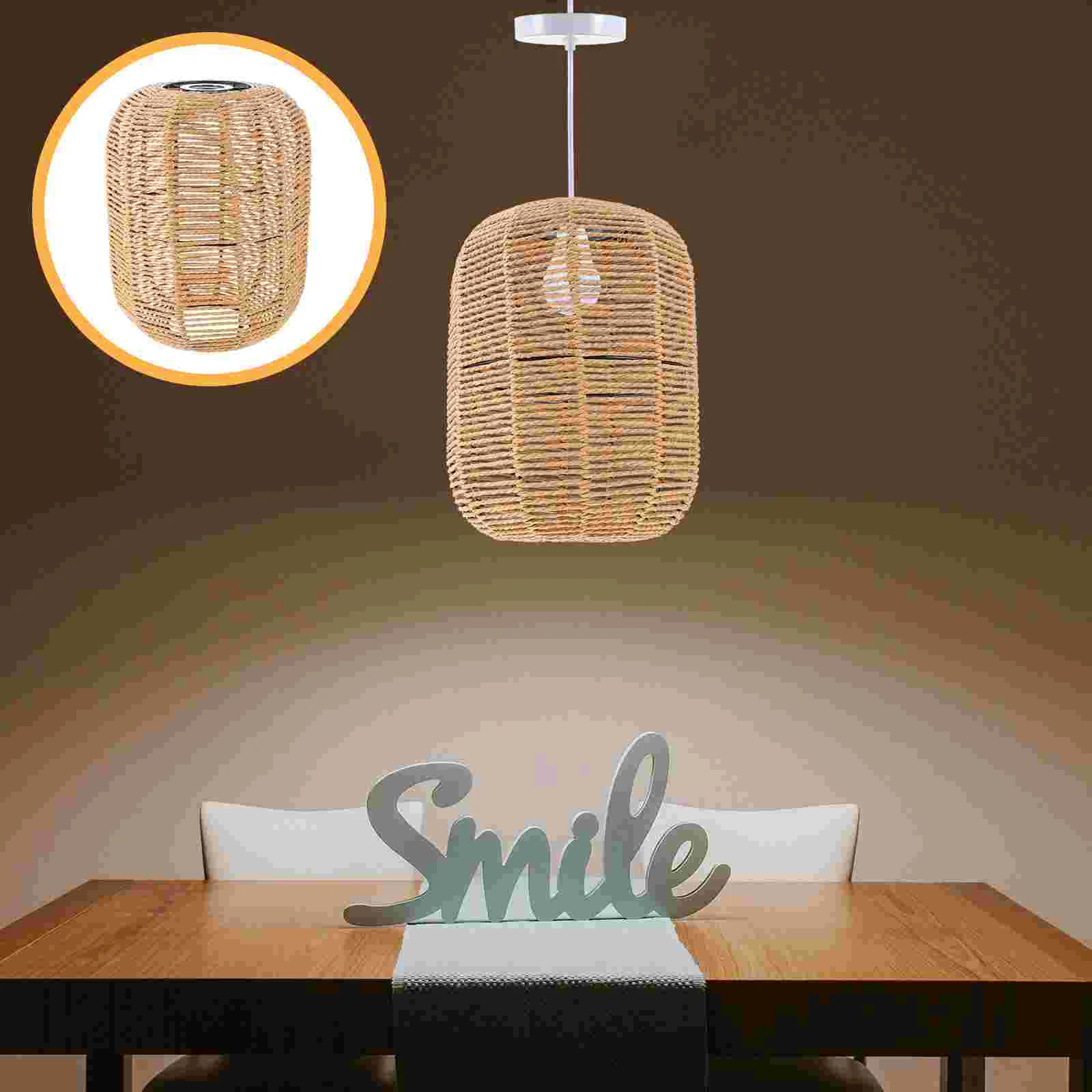 

1Pc Woven Chandelier Lampshade Home Hanging Lamp Light Cover for Decor