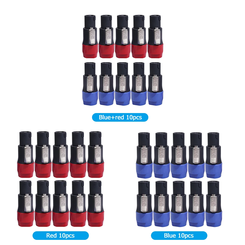 20/10pcs Speaker Connectors 4 Pole Pin Male Audio Cable Adapter Speakon ABS Shell Jack Accessories Ohm Plug For Neutrik NL4FC - купить по