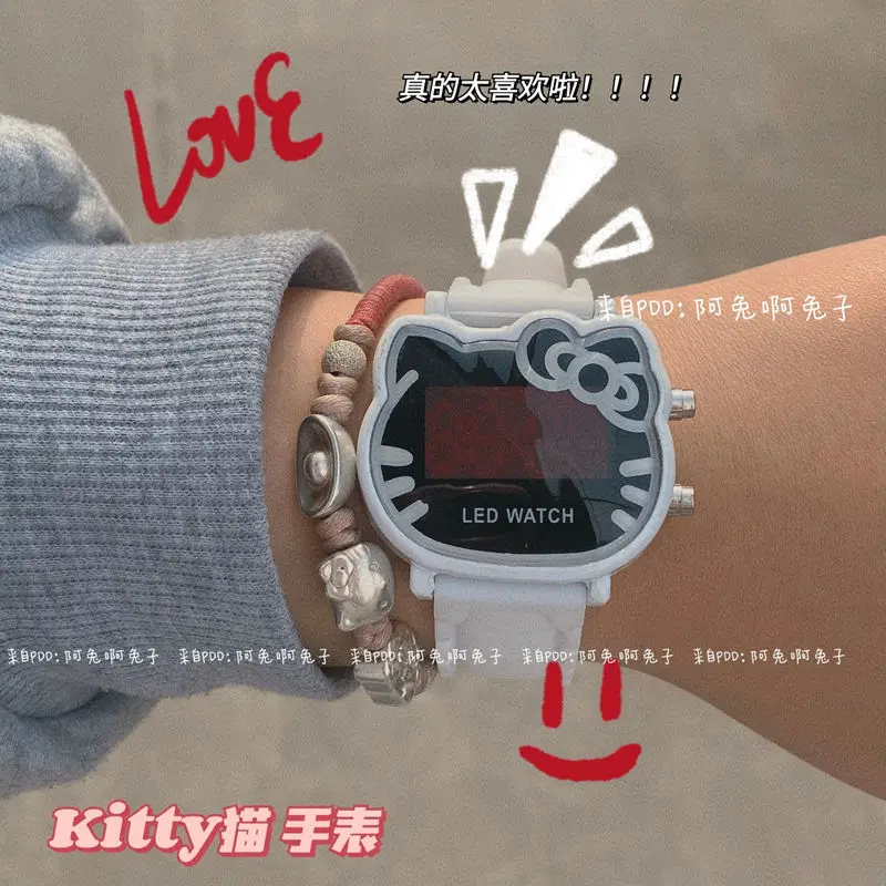 

Kawaii Hellow Kittys Sanrio плюшевые Мультяшные милые куклы светодиодные светящиеся электронные часы Аниме Плюшевые игрушки для девочек подарок на ден...