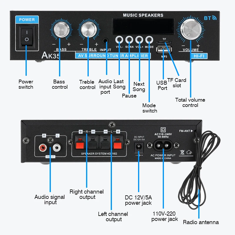 Tanie AK35 800W Domowe Wzmacniacze Cyfrowe Audio 110-240V Bas Moc Dźwięku Wzmacniacz Bluetooth Hifi FM USB Auto Muzyka Głośniki Z Subwooferem Kup AK35 800W Domowe Wzmacniacze Cyfrowe Audio 110-240V Bas Moc Dźwięku Wzmacniacz Bluetooth Hifi FM USB Auto Muzyka Głośniki Z Subwooferem