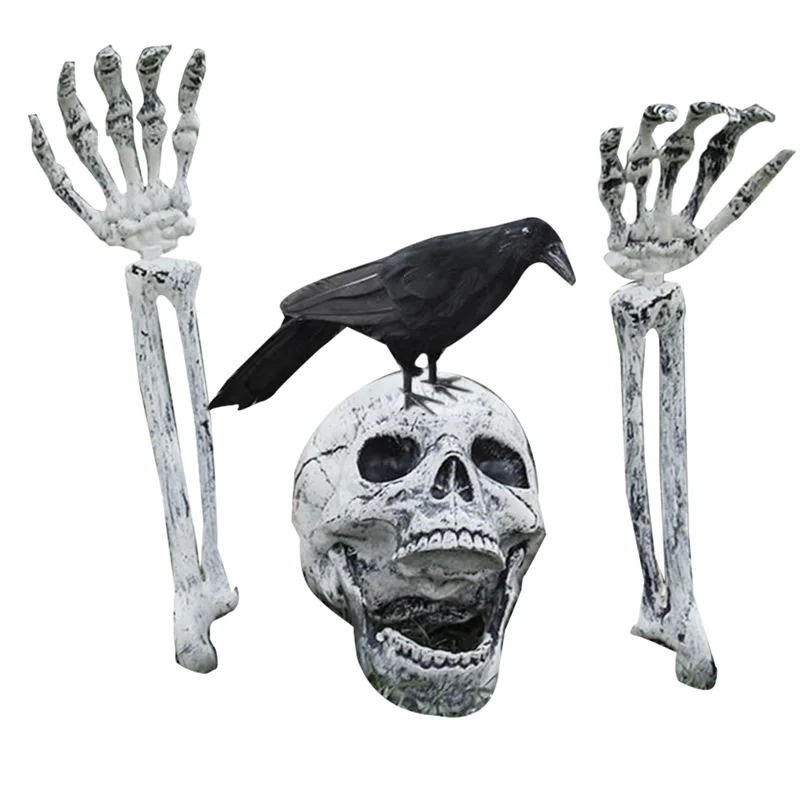 

Realistic Skeleton Stakes and Crow Halloween Decorations for Lawn Stakes Garden Halloween Skeleton Decoration