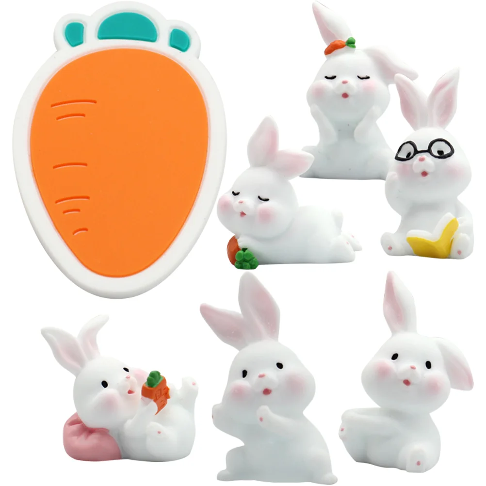 

Rabbit Bunny Easter Miniature Mini Figurine Figurines Ornament Bonsai Decorations Year Resin Animal Toys Miniatures Decoration