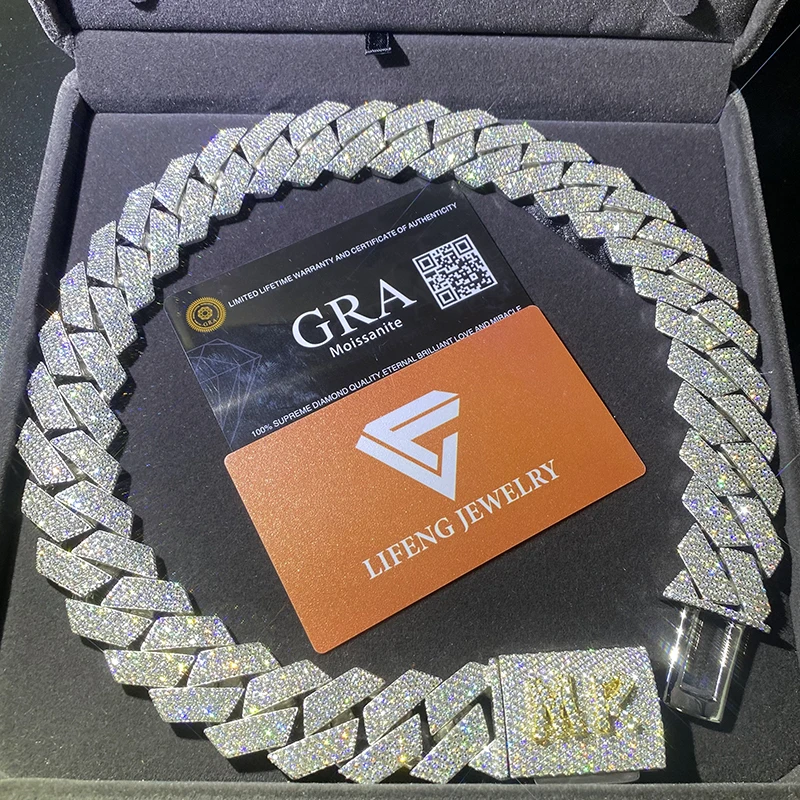 24 мм 4-рядная кубинская цепочка в стиле хип-хоп белая стерлинговое серебро 925