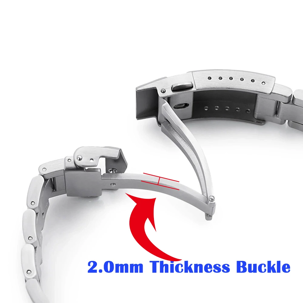 22mm Bracelet for Seiko SKX007 SKX009 Men's Watch Accessories Oyster Curved Band Stainless Steel Strap Solid Buckle 2.0mm Thick