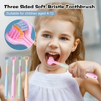three sided soft bristle toothbrush deep oral cleaning teeth brush with tongue scraper teeth cleaner for 4 12years old children