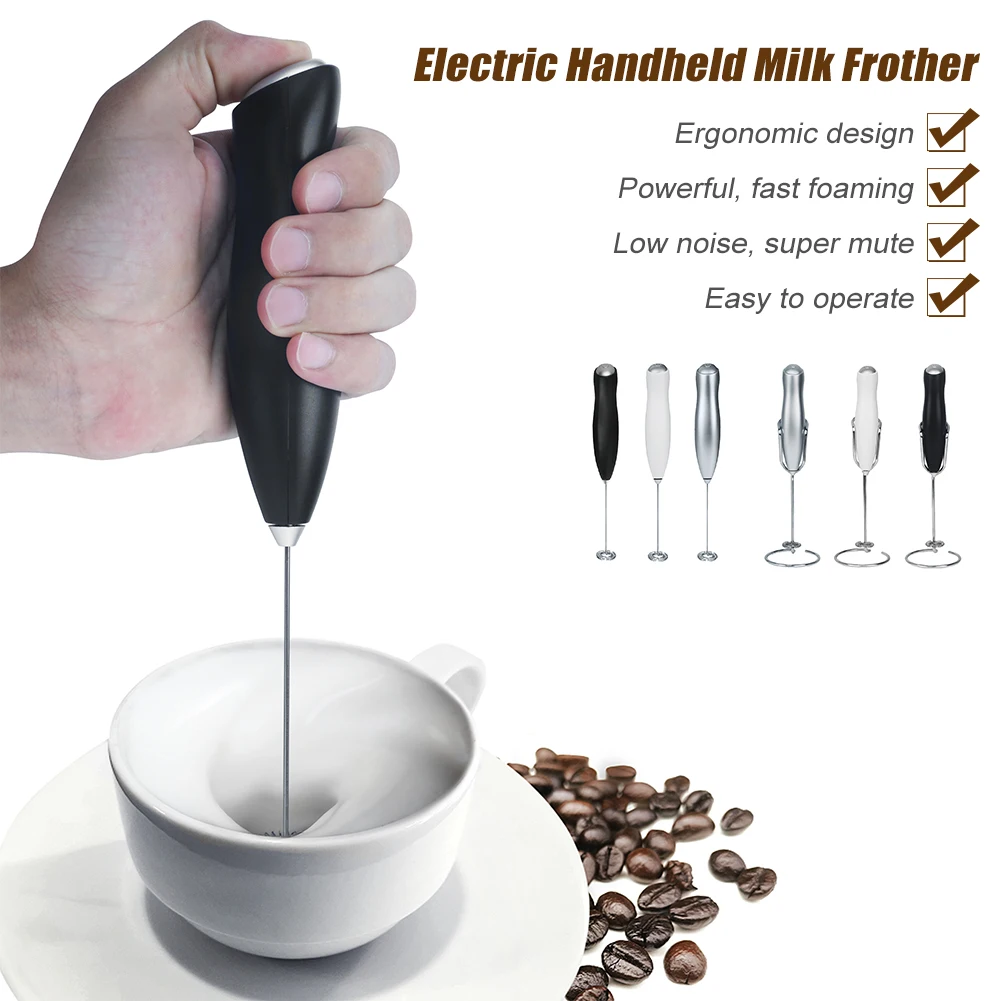 Electric Milk Frother Handheld Milk Foamer Battery Operated Whisk Blender Wireless Coffee Mixer Egg Beater Cooking Accessories