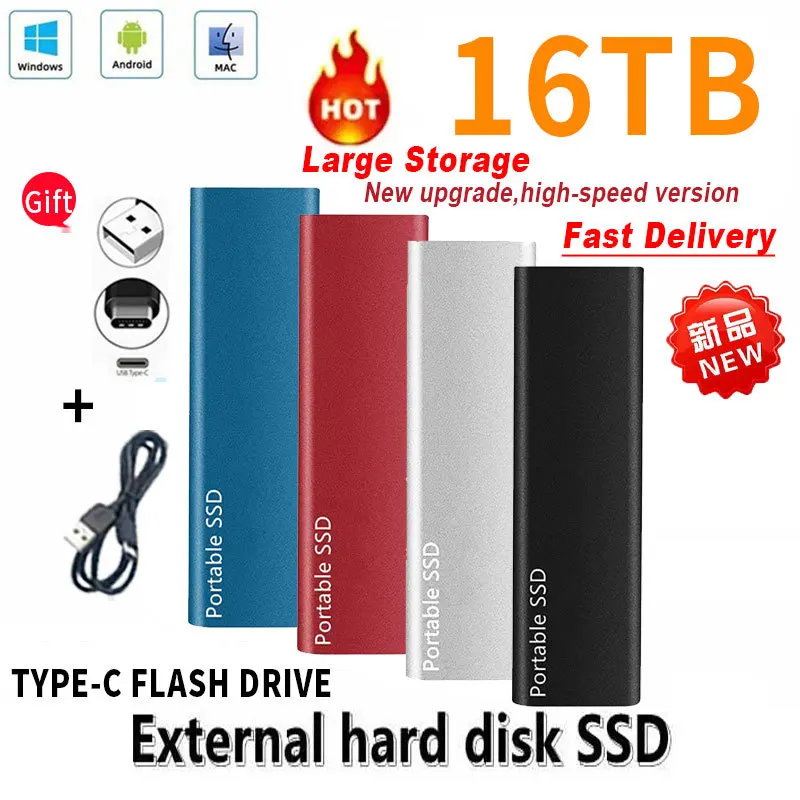 

Портативный SSD 1 Тб внешний твердотельный жесткий диск USB3.1/интерфейс TYPE-C высокоскоростные жесткие диски для ноутбуков/Windows/Mac/Phone