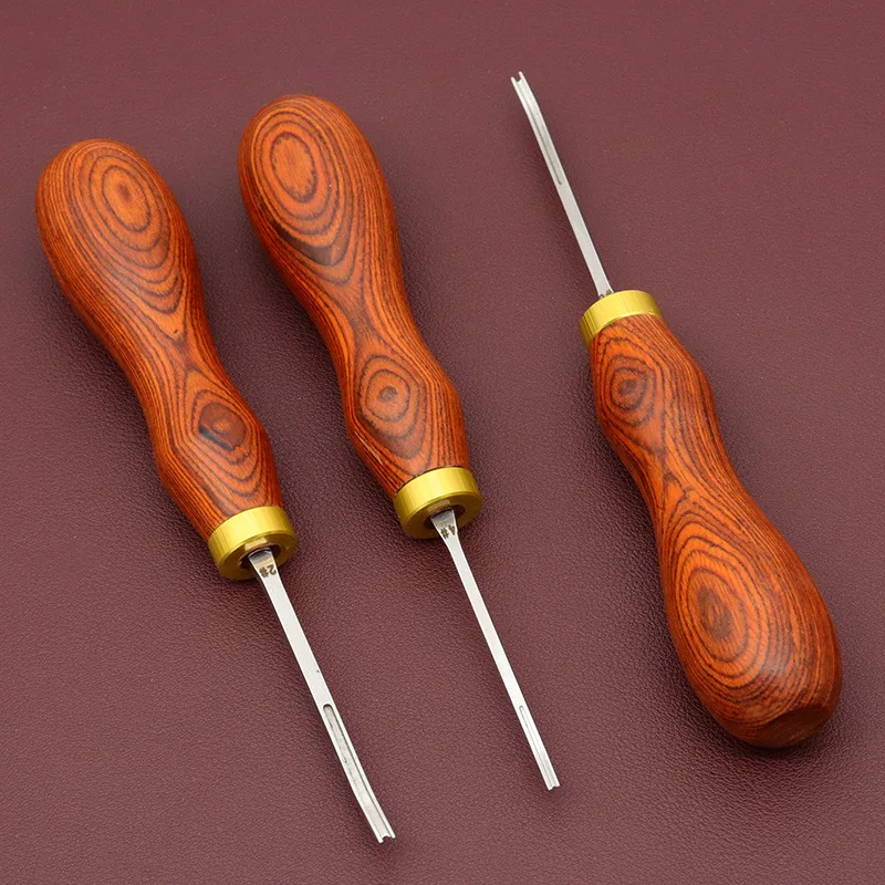 

Leather Edger Stainless Steel Sandalwood Handle Vegetable Tanned Leather Chamfer Trimming Diy Manual Leather Making Tool