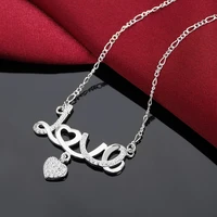 925 stamp silver color zircon love heart pendants and necklaces for women wedding engagement party girl jewelry gifts gaabou