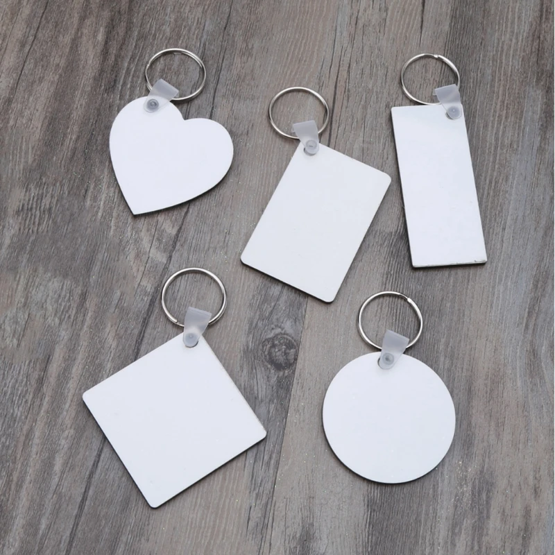 

12X Double Printable White Blank MDF for KEY Chain Heat Transfer Sublimation Wooden Blank Board for DIY for KEY Rings