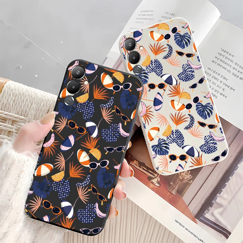 Чехол-зонтик от солнца Leaves для Infinix Tecno Spark Power 2 6 GO 2021 2025 7 7T 10 30C Pro силиконовый