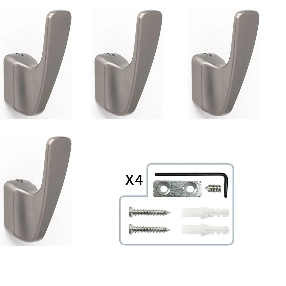 

4Pcs Zinc Alloy Robe Hook Heavy Duty Coat Hook With Screws Clothes Hanger for Bathroom for Kitchen