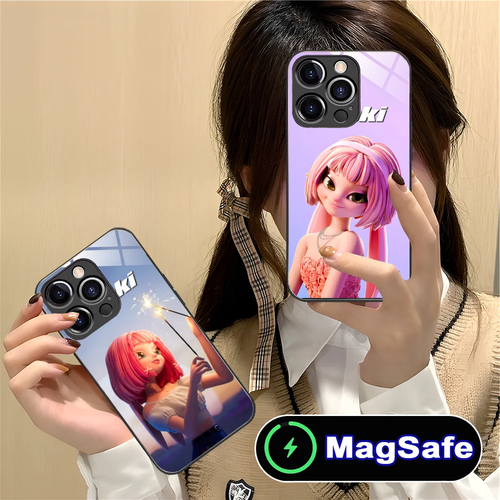 Чехол для мобильного телефона KPOP Apoki iPhone 16 15 14 13 12 11 Pro Max Plus Mini MagSafe беспроводная