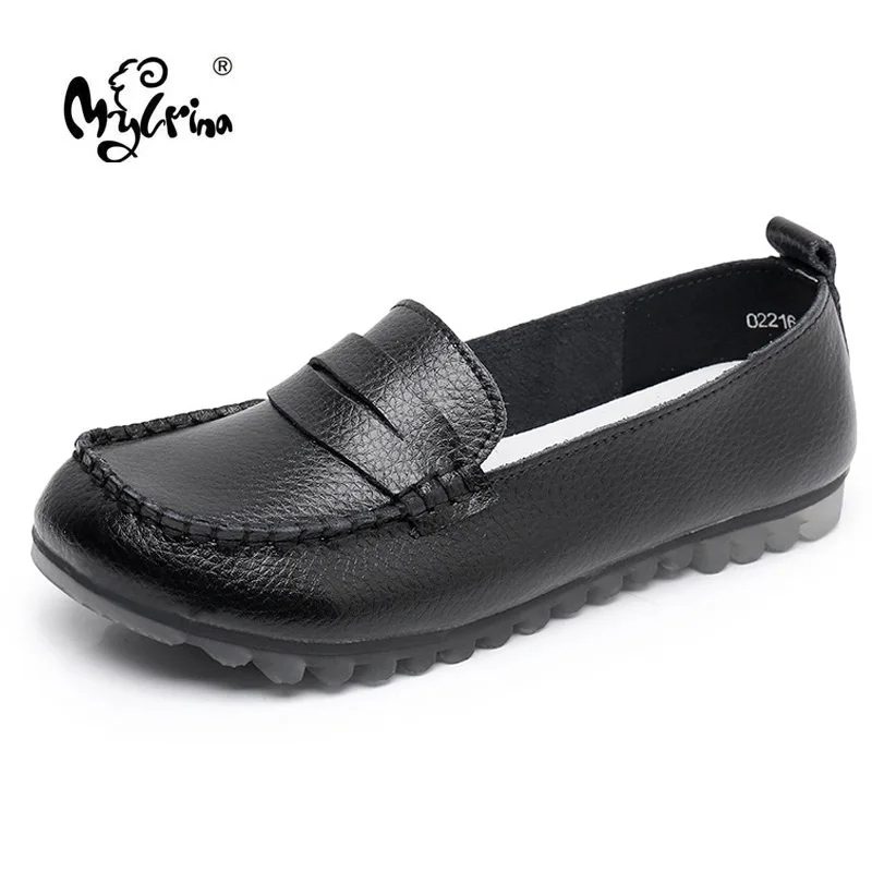 

100% Genuine Leather Women Flats New Handmade Women Shoes Plus Size Causal Moccasins Fashion Female Ladies Mother Shoes