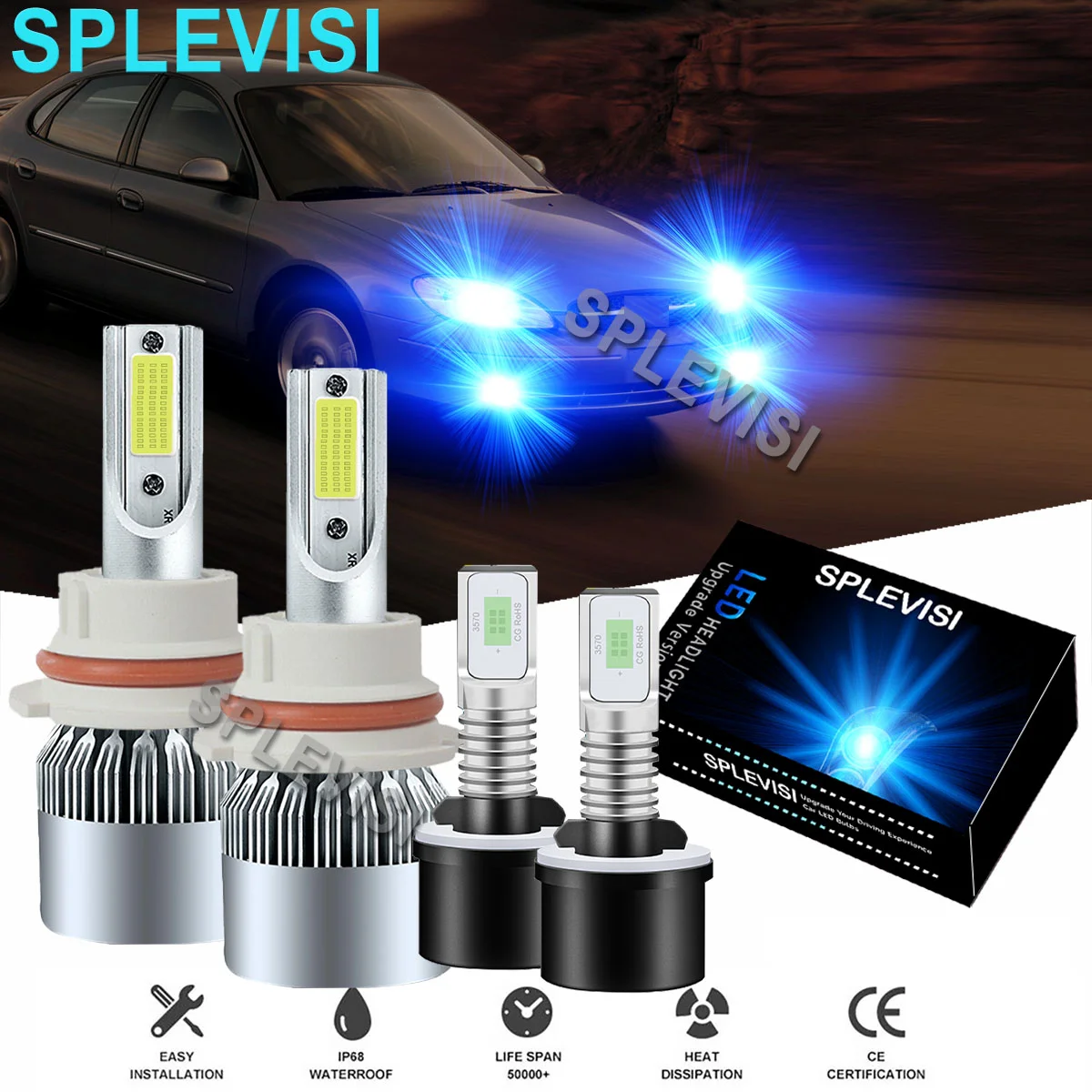 

Ice Blue LED Car Headlight Fog Light Bulbs 8000K Fit Ford Taurus 2000 2001-2007 Ford Mustang Gt Svt Cobra 1994 1995-2004