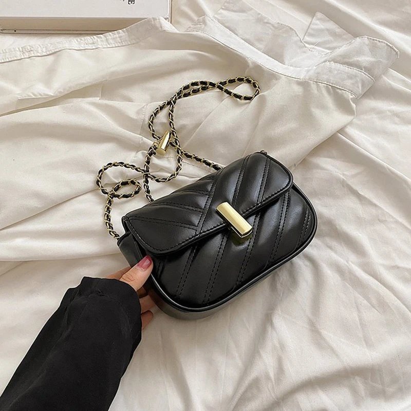 

2022 Chain Solid Color Women Handbag Casual PU Leather Crossbody Square Tote Bags Fashion Vintage Office Lady Shoulder HandBags