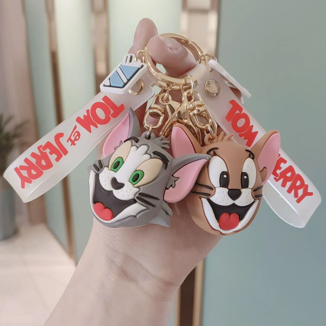 

Fashion Cute PVC Cat Keychain Creative Cartoon Cats Mouse Keyring Men Car Keychains Women Bag Pendant Gift for Kids and Friends