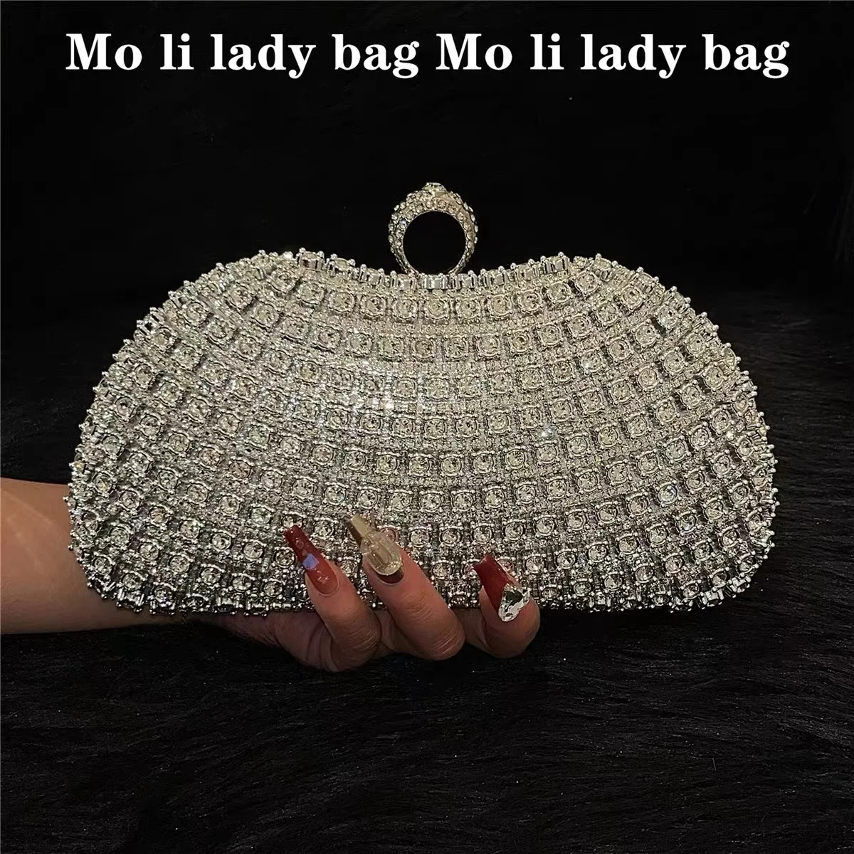 Квадратная женская сумка с кристаллами и блестящими бриллиантами Роскошная