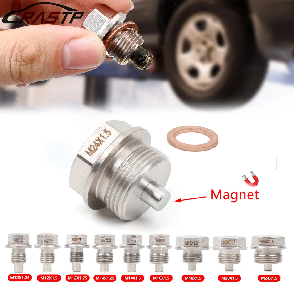 

RASTP-New M12 M14*1.25/M12*1.75/M12 M14 M16 M18 M20 M24*1.5 Stainless Steel Magnetic Oil Drain Plug & Oil Drain Sump Nut QRF027