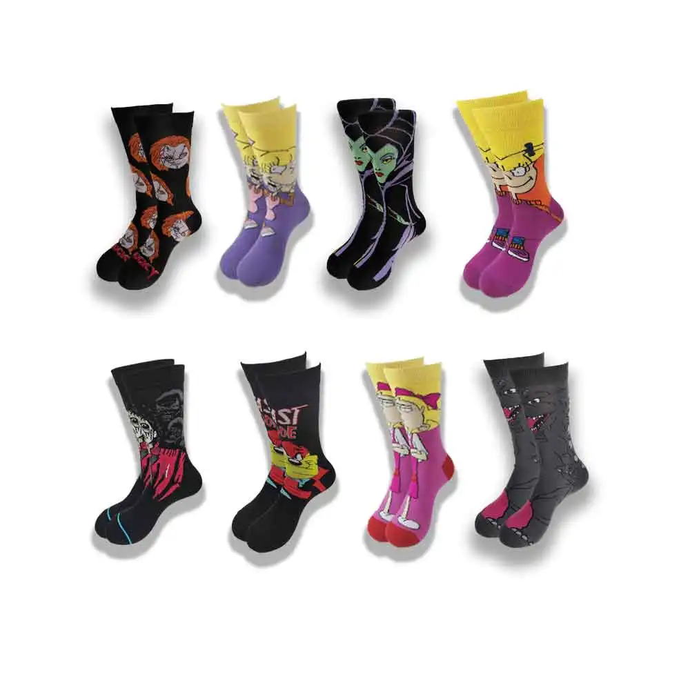

New Happy Mens Socks Women Novelty Cartoon Sock Combed Cotton Funny Men's Big Size Crew Harajuku Hip Hop Socks