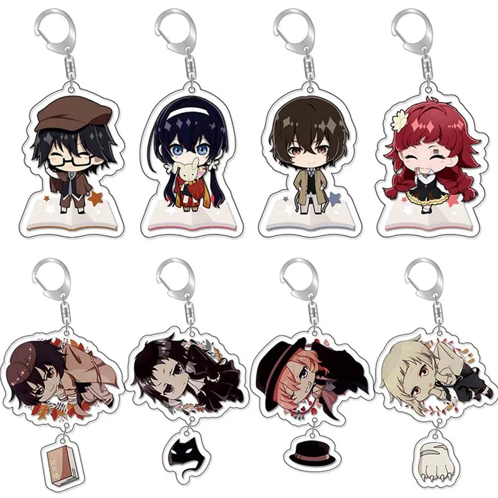 

Anime Bungou Stray Dogs Keychain Figure Atsushi Nakajima Dazai Pendant Keychains Car Key Ring Bag Accessories Jewelry Fans Gifts