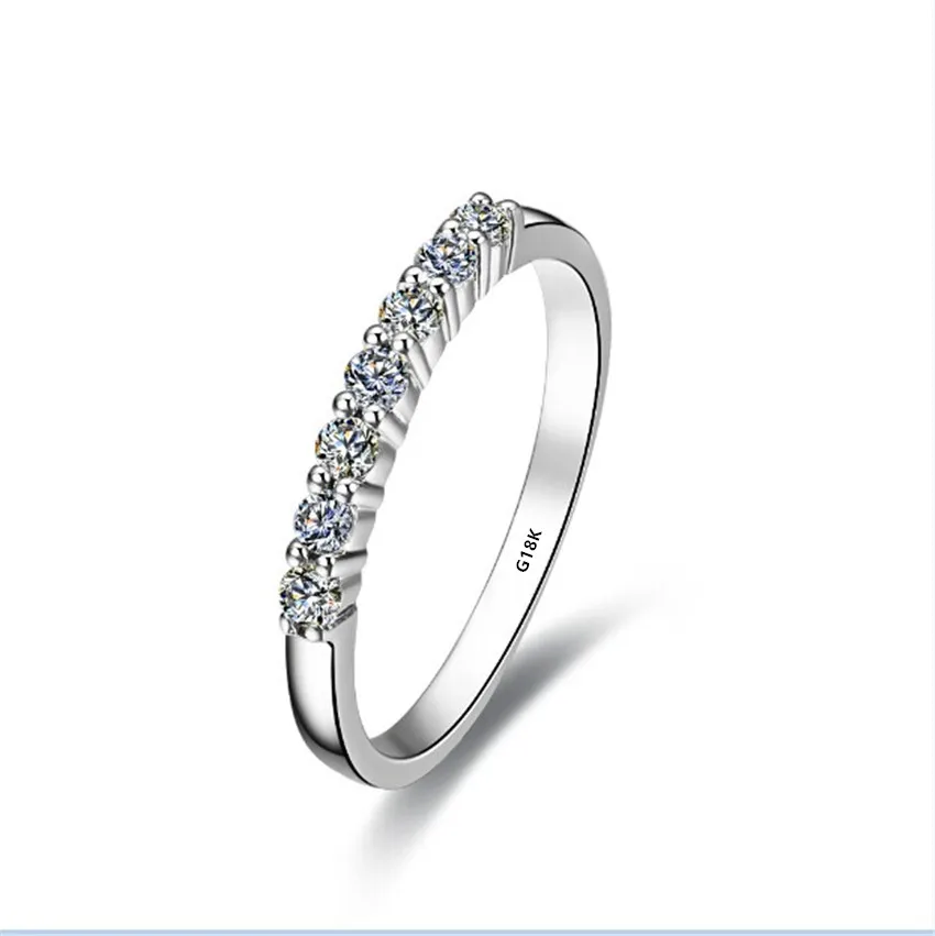 

Solid 18K White Gold Seven Stones Ring Lovely Diamond Engagement Gift Lasting Forever D Color VVS1