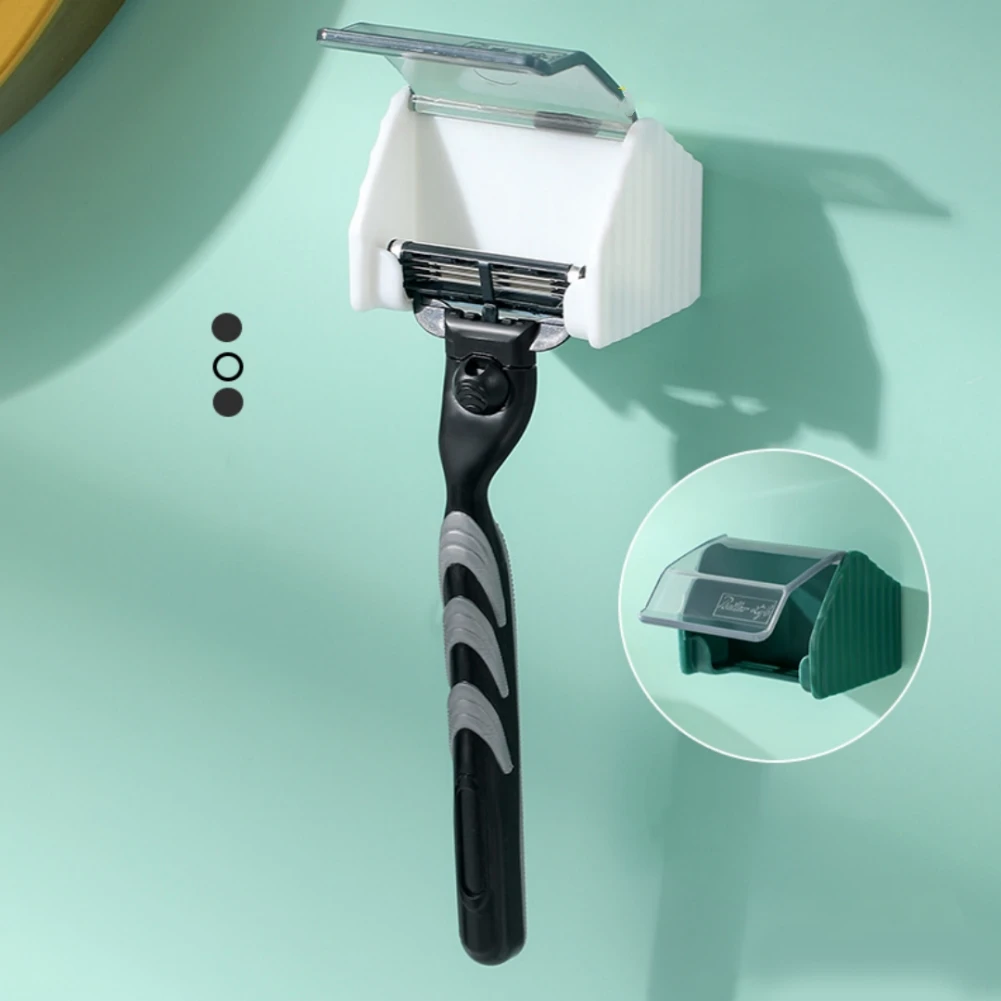 

Dustproof Shaving Plastic Razor Holder Box Suction Cup Men Shaver Storage Shelf Wall Mounted Bathroom Set Razor Cap Shaver Rack