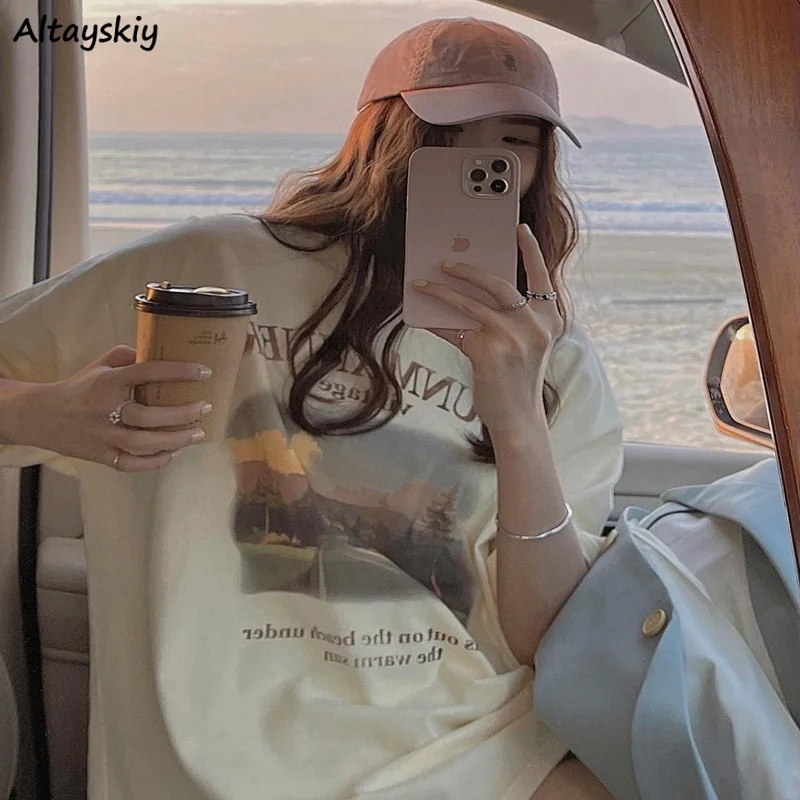 Женские футболки с рукавом 5 четвертей в стиле Харадзюку С буквенным принтом