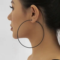 3pairsset exaggerated oversized huge hoop earrings for women statement vintage black color iron metal ear jewelry steampunk new