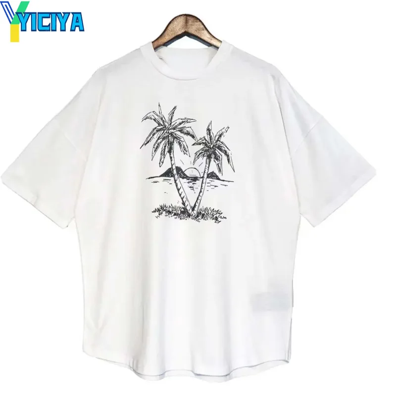 

yiciya T Shirt PALM Brand oversize y2k Print Logo Cotton tee Short-sleeved T-shirt 2023 Summer Men And Women Y2k Tshirt Tops Met
