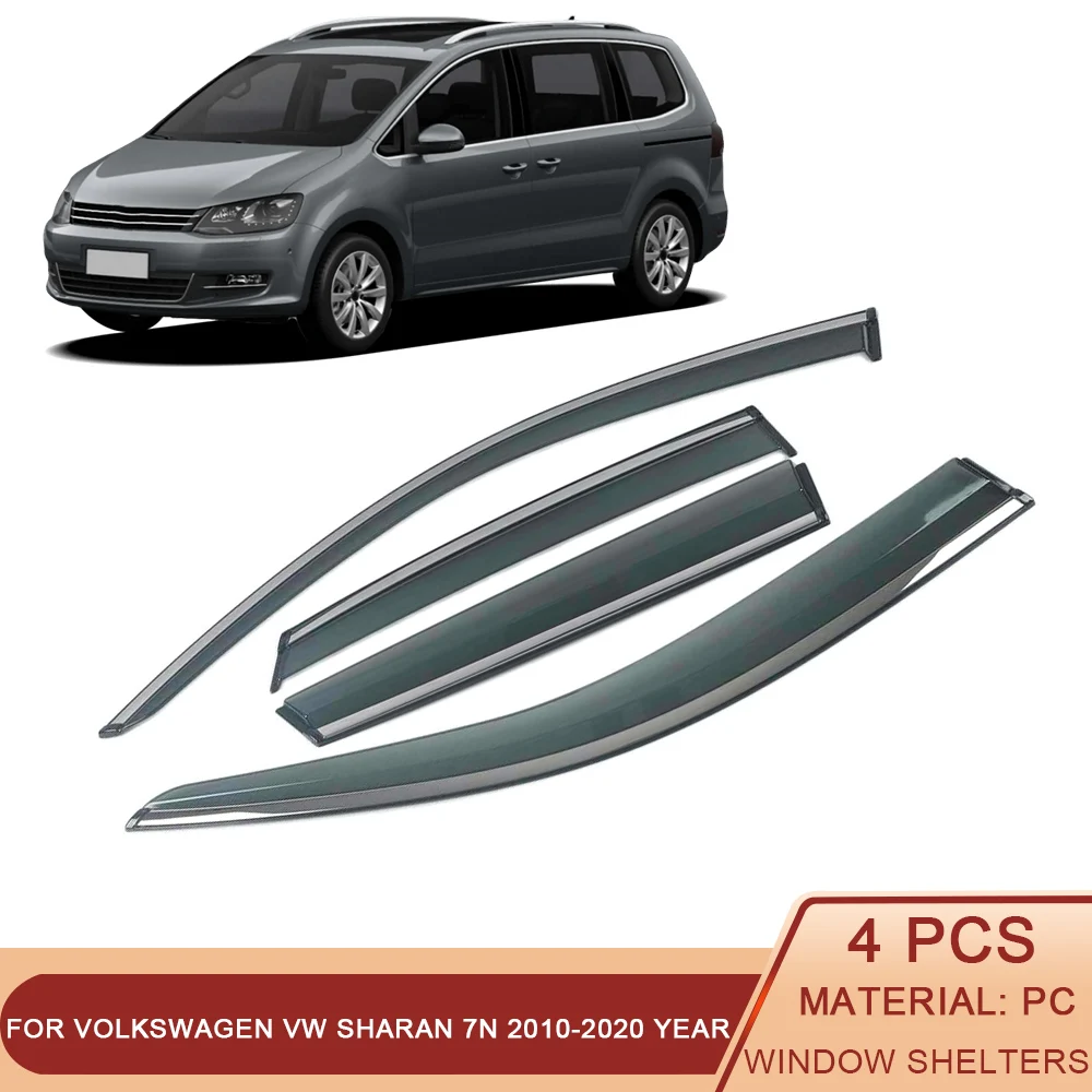 

For VOLKSWAGEN VW Sharan 7N 2010-2020 Car Window Sun Rain Shade Visors Shield Shelter Deflector Cover Trim Frame Sticker