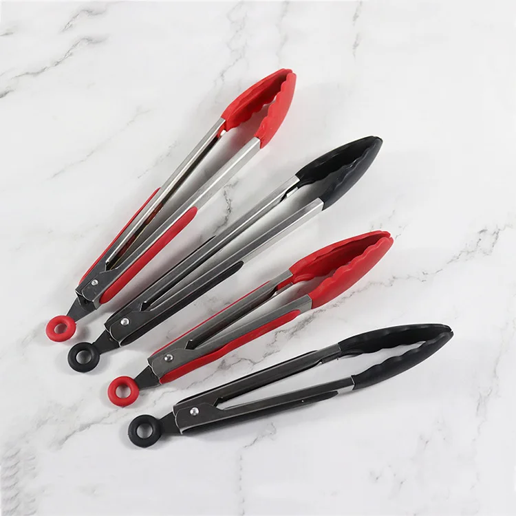 

Silicone BBQ Grilling Tong Kitchen Cooking Salad Bread Serving Tong Non-Stick Barbecue Clip Clamp Stainless Steel Tools Gadgets