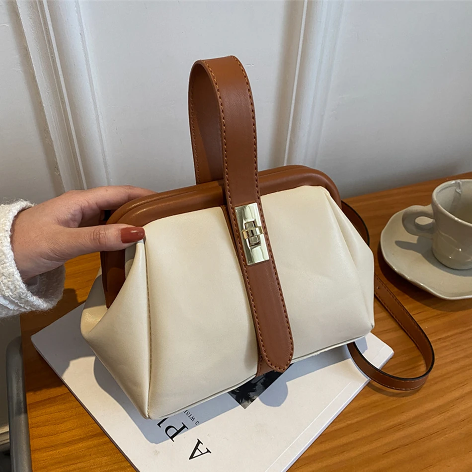 

2022 Spring New Ladies Messenger Bag Women's Clip Shoulder Bag Soft PU Leather Small Fashion Hand Bucket Bag Luxury Designer