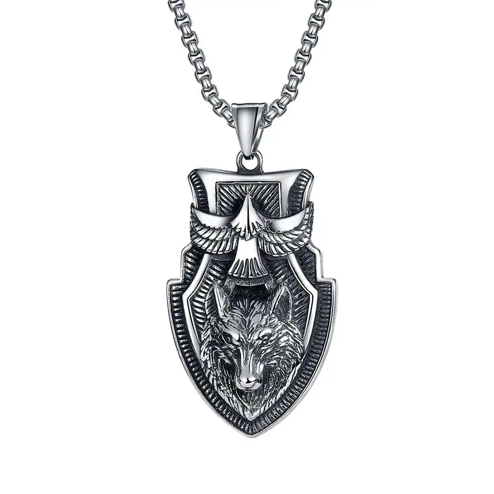 

DARHSEN Male Men Necklaces Pendants Wolf and Eagle Stainless Steel Chain Party Gift Fashion Jewelry