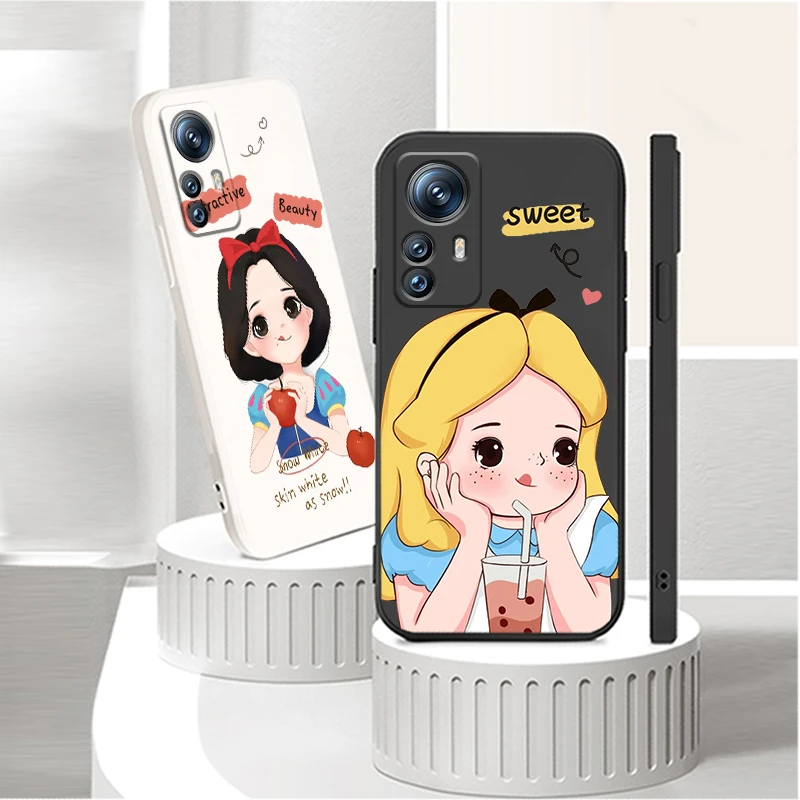 

Phone Case For Xiaomi Mi 12S 12 12X 11i 11T 11 10 10S 10T 9 Pro Lite Ultra 5G TPU Snow White Alice Disney Girl Liquid Rope Cover