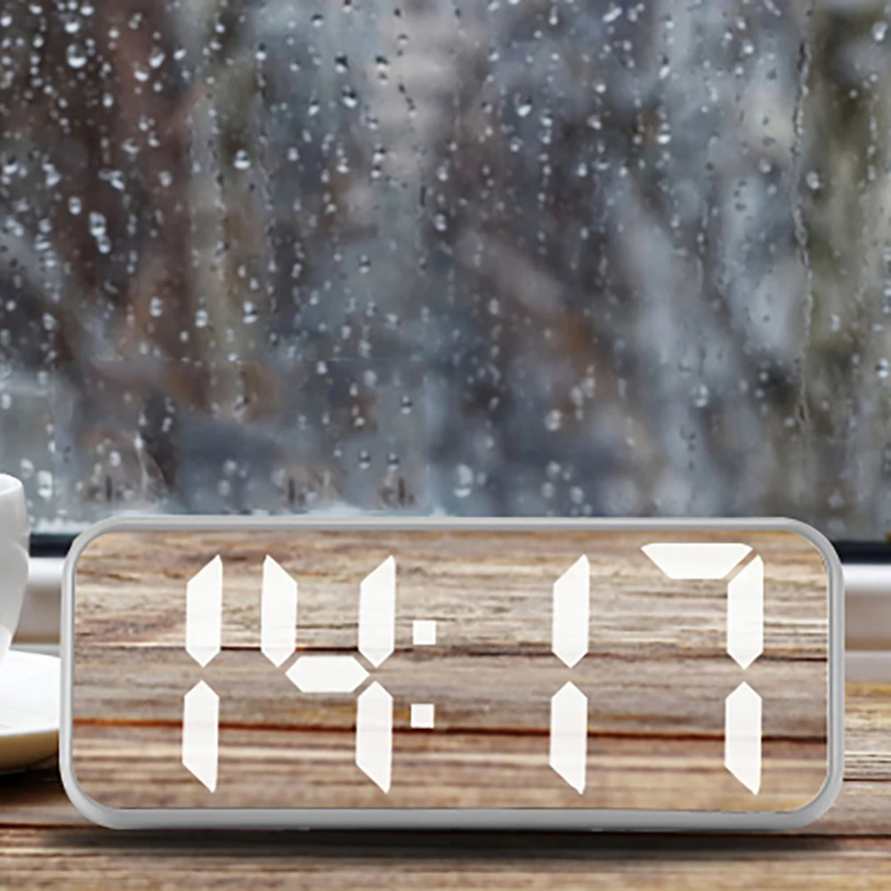 

Цифровой светодиодный Будильник с функцией повтора, электронные часы с отображением температуры и даты, настольные украшения, 12/24 ч