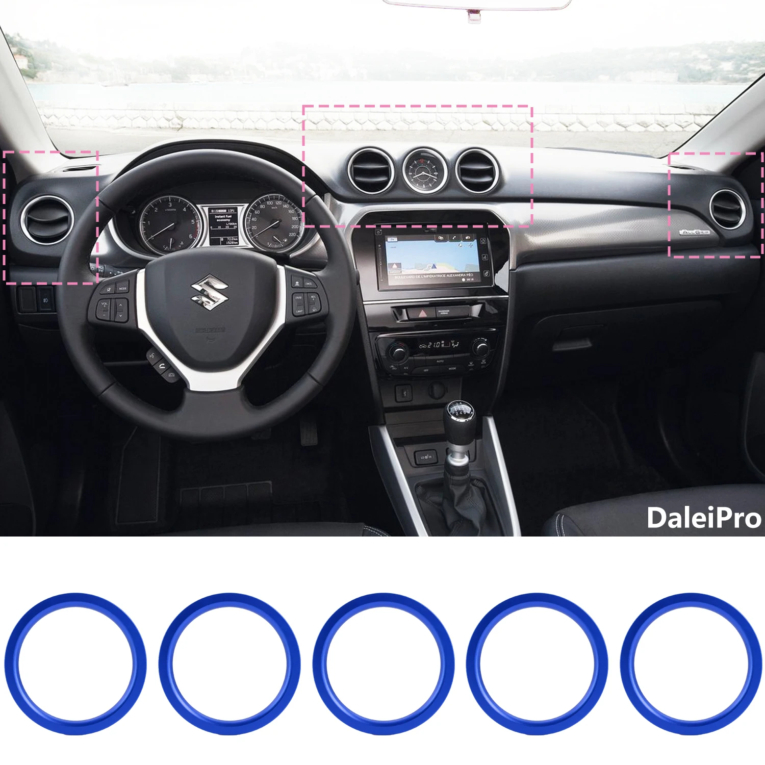 

Для Suzuki Vitara 2015-2018 2019 2020 автомобильное вентиляционное отверстие, кольцо, крышка выхода переменного тока, декоративное кольцо, аксессуары для интерьера