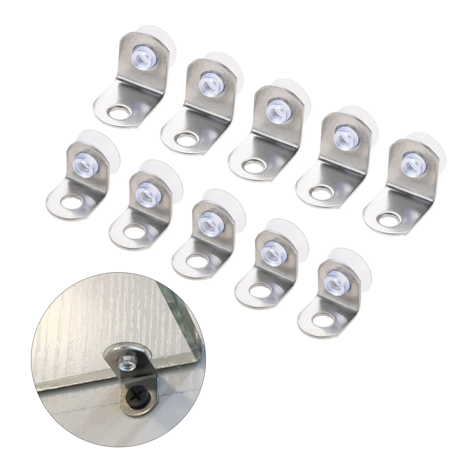 12pcs/lot Shelf Brackets with Suction Cups Stainless Steel 14/18mm Glass Wood Board Support Wall Mounted Stud Peg Holder Pin |