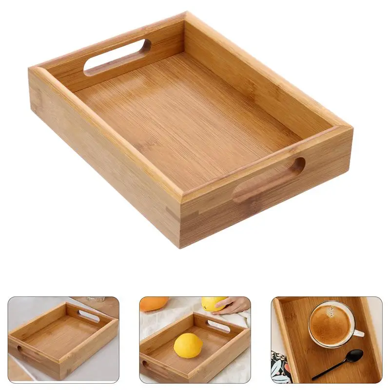 

Bamboo Tray Breakfast Food Serving Tray Practical Snack Fruits Storage Tray