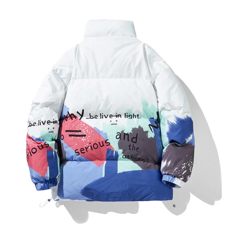 Couple Clothes Mens Fashion Printed Versatile Stand Collar Casual Cotton Jackets Youth Outdoor Sports Winter Warm Jacket Men