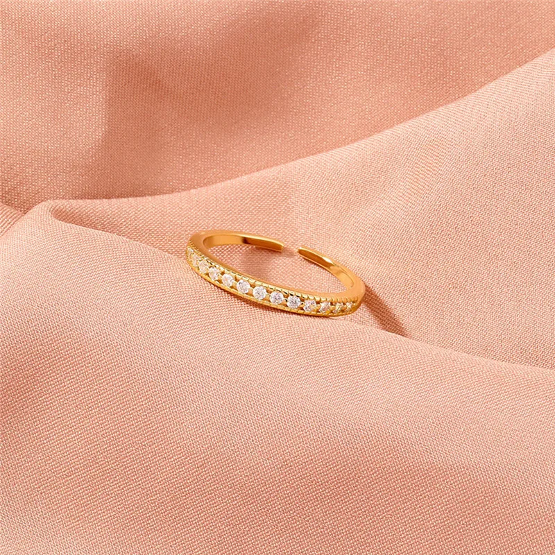 

Korean Style Cute Simple Geometric Ring For Women Crystal Zircon Temperament Adjustable Finger Ring Girl Wedding Party Jewelry