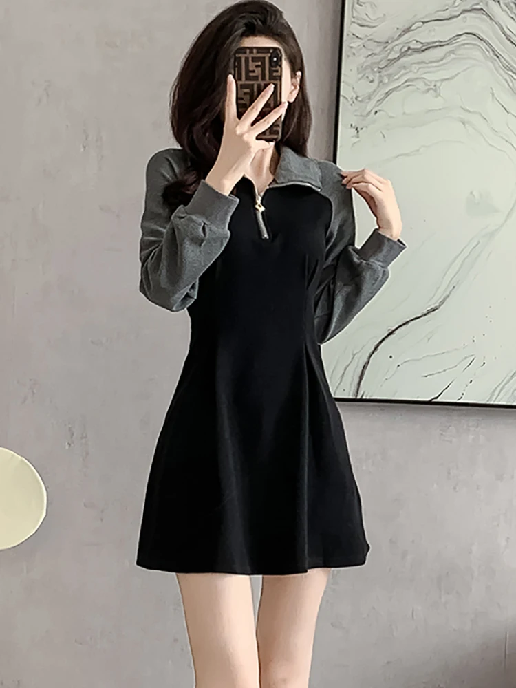 Женское модное лоскутное шикарное короткое платье в стиле преппи 2024 корейское