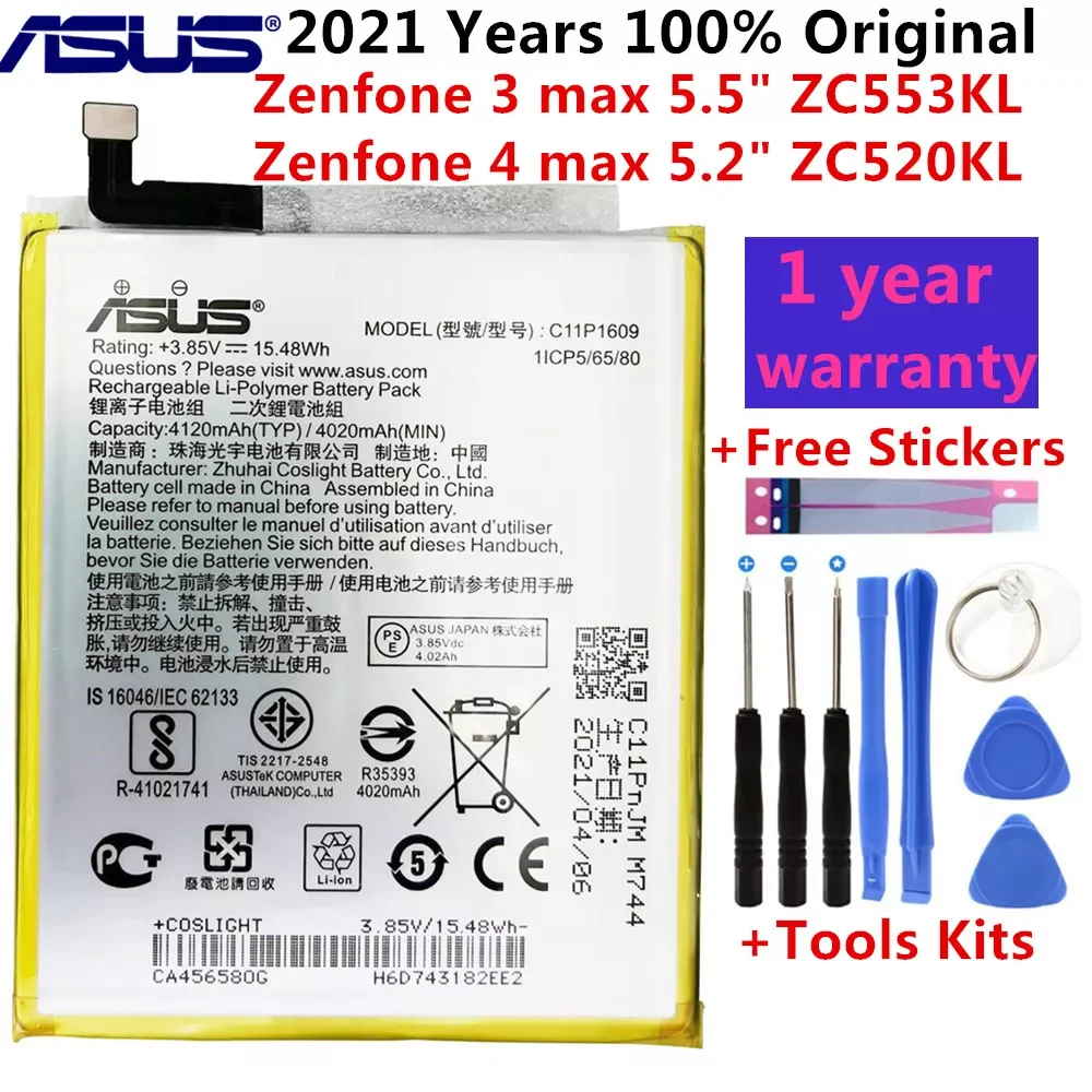 

Original High Capacity C11P1609 Battery For ASUS Zenfone 3 max 5.5" ZC553KL X00DDA Zenfone 4 max 5.2" ZC520KL X00HD 40