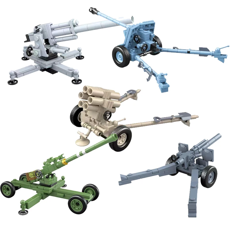 WW2 askeri silah alman 88MM Flak tanksavar silahı modeli top tuğla yapı taşları çocuklar için eğitici oyuncaklar