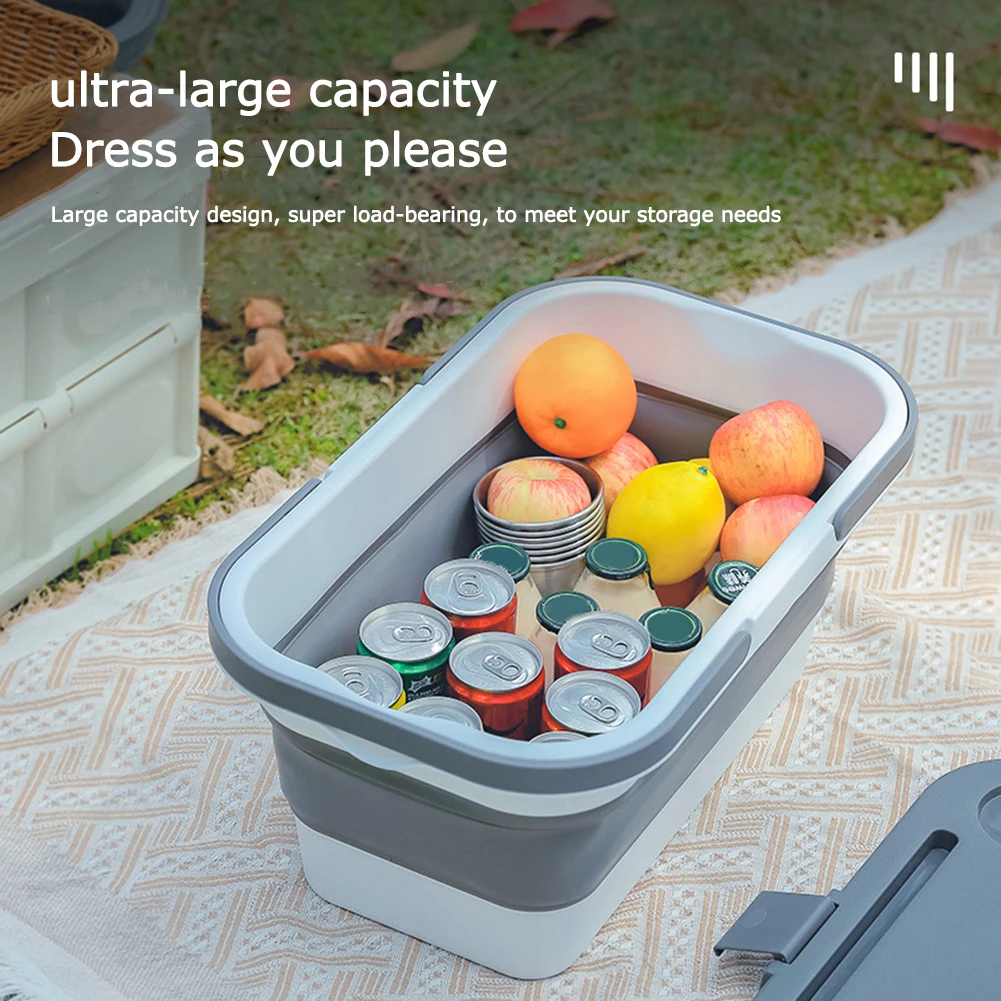

Multifunctional Outdoor Camping Storage Box Portable Folding Picnic Bucket Travel Beach Food Fruit Container Storage Basket
