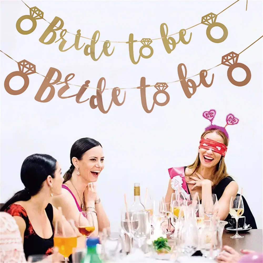 

1set Bride To Be Banner Rose Gold Flags for Bachelorette Party Hen Party Bridal Shower Engagement Party Wedding Decorations