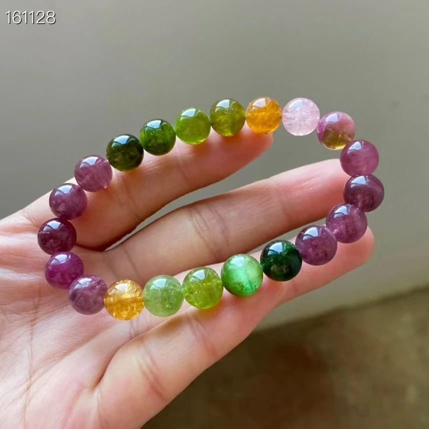 

Natural Colorful Tourmaline Clear Round Beads Bracelet Brazil 9mm Women Men Rainbow Blue Red Tourmaline AAAAAAA