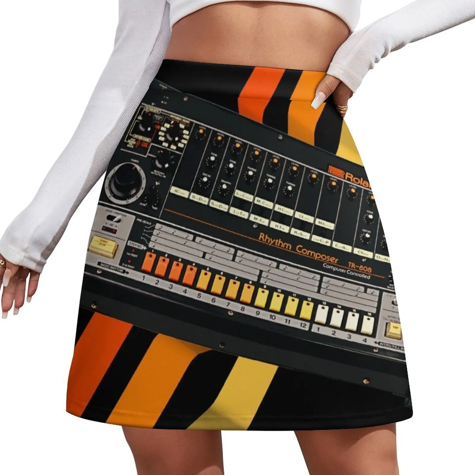 TR-808 оригинальная мини-юбка в стиле Old Skool с изображением коллажа роскошные