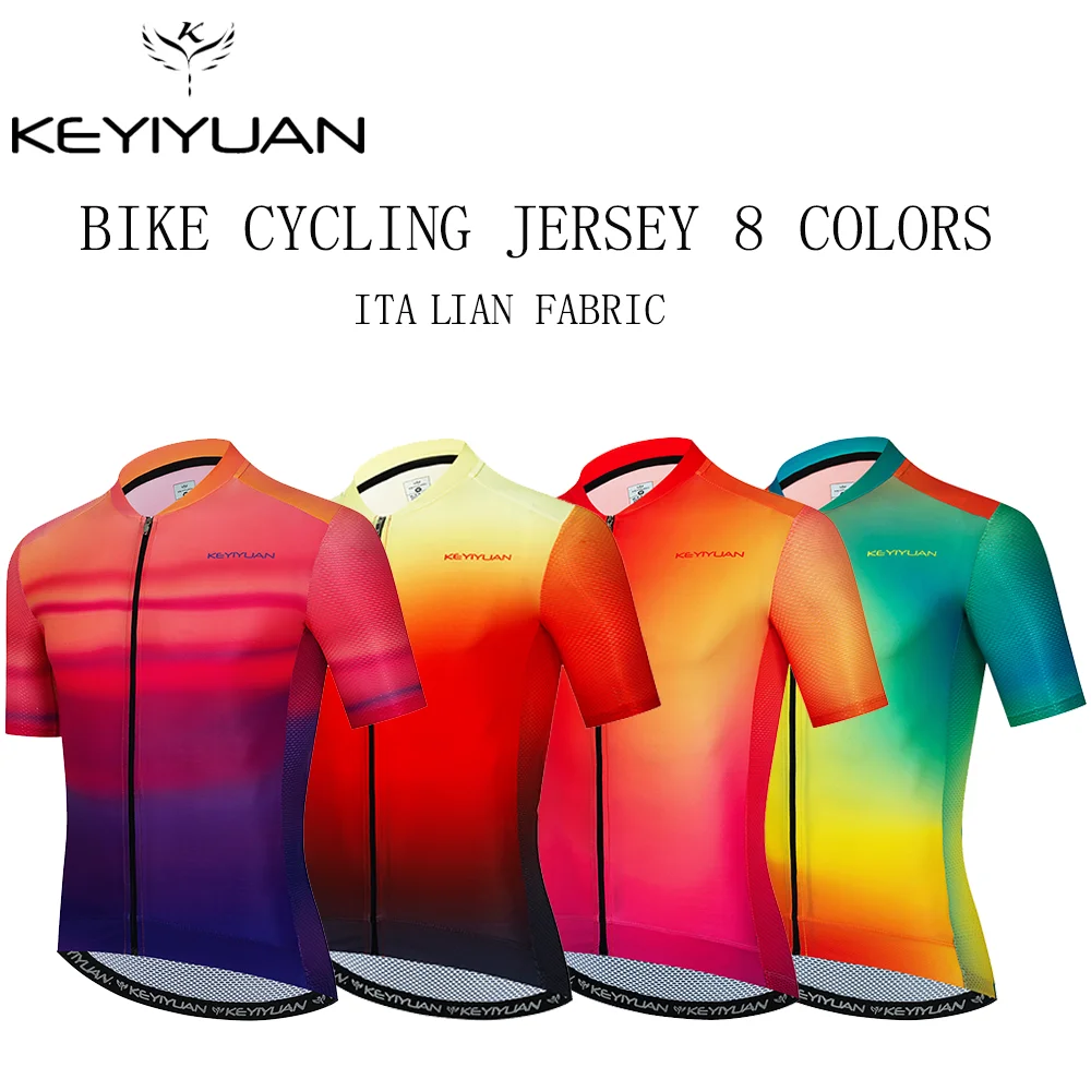

KEYIYUAN 8 Colors High Quality Men Short Sleeve Cycling Jersey Summer Racing Cycling Clothing MTB Clothes Bicycle Shirt